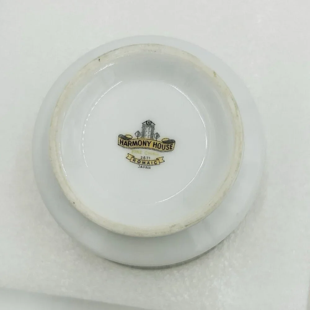 Harmony House Romaic Fine China Cream / Sugar Set Greek Key Platinum Rim 3671